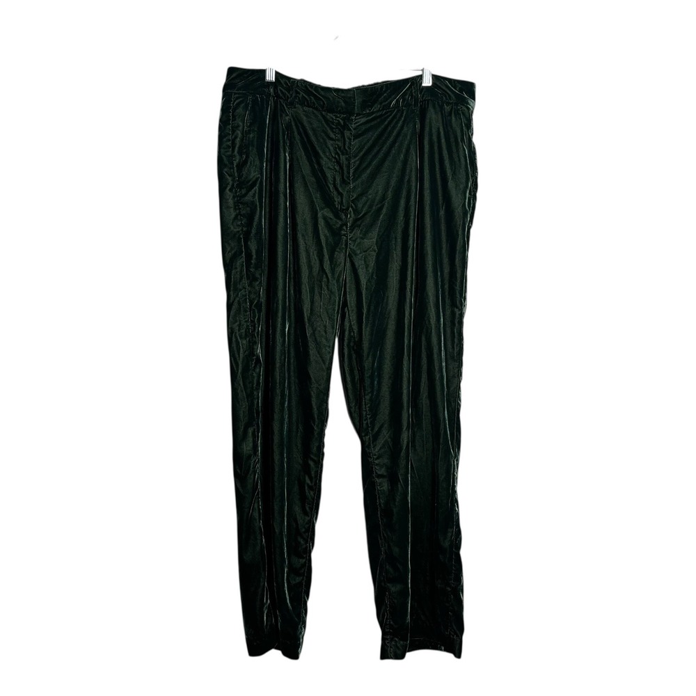 Old Navy Velvet Wide Leg Trousers Full Length Elastic Waist Green Womens Size XL
